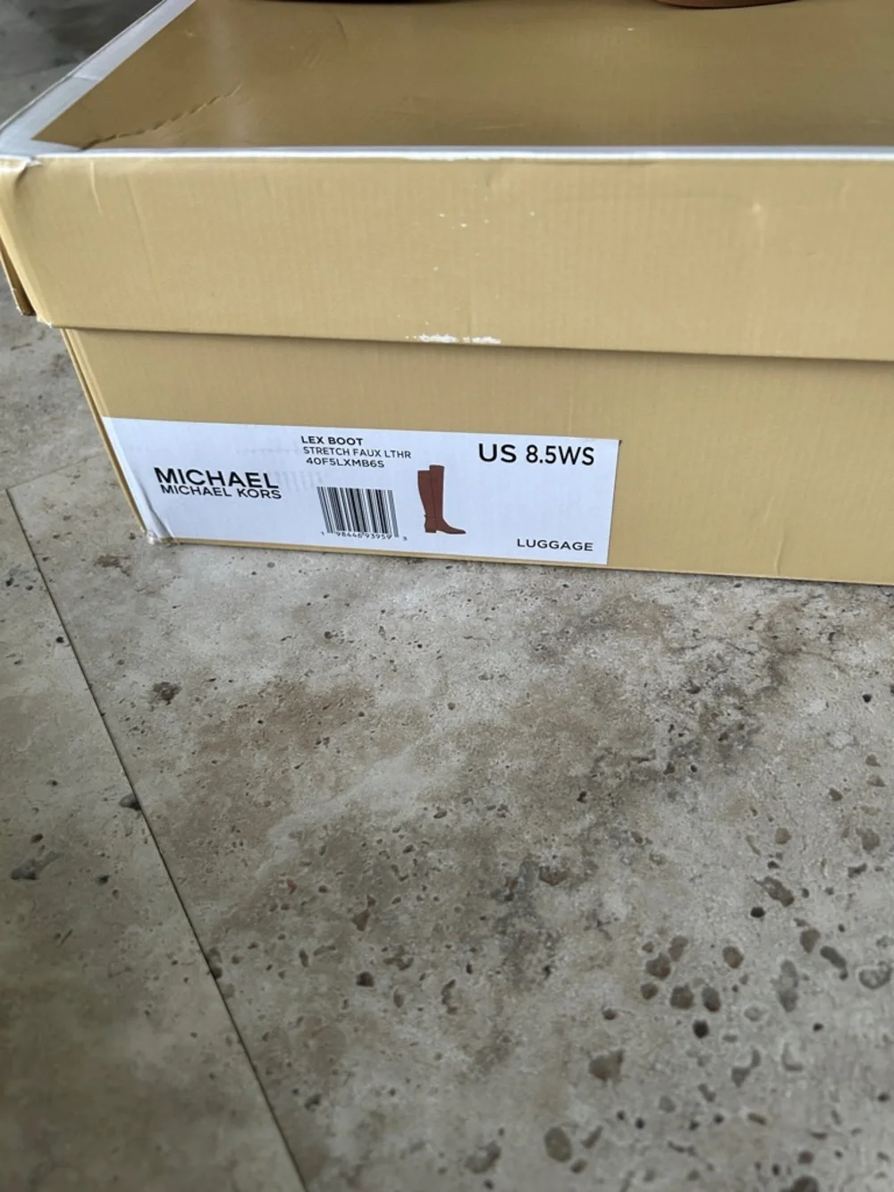 Michael Kors Lex Boot Classic Tall Stretch Faux Leather Riding Boots -‎ Tan 8.5